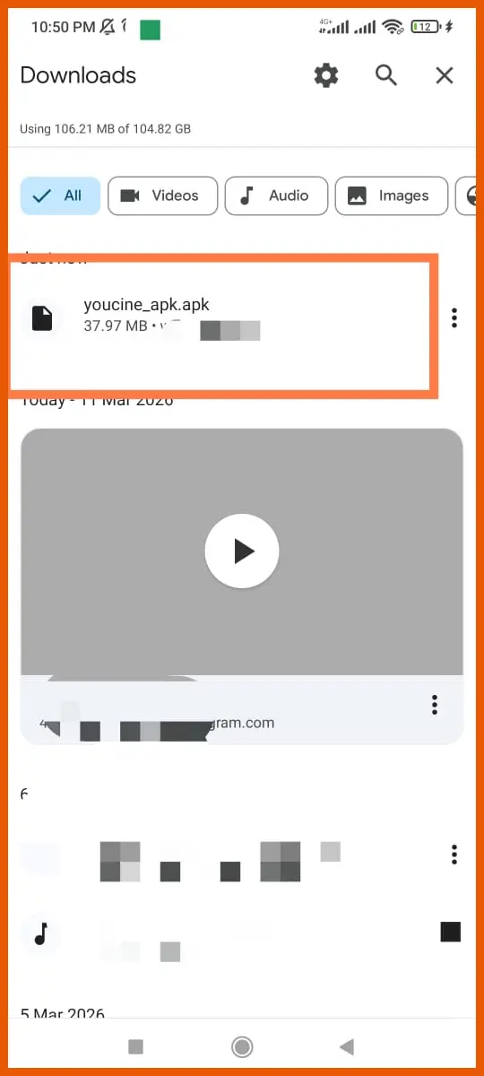 Passo 2: arquivo do YouCine sendo baixado na pasta Downloads