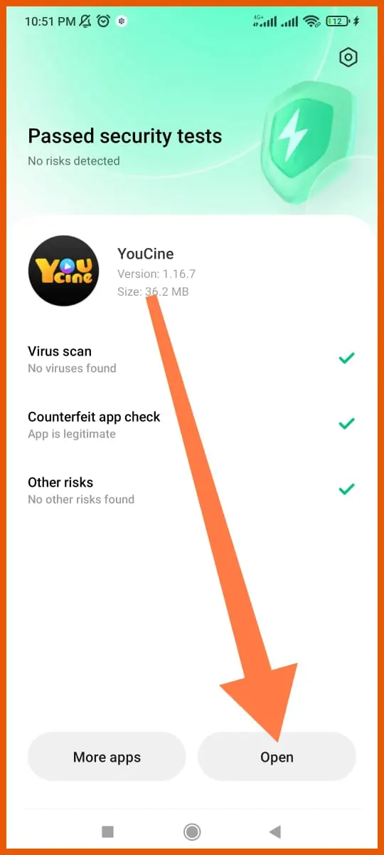 Passo 4: aplicativo instalado com botao abrir disponivel