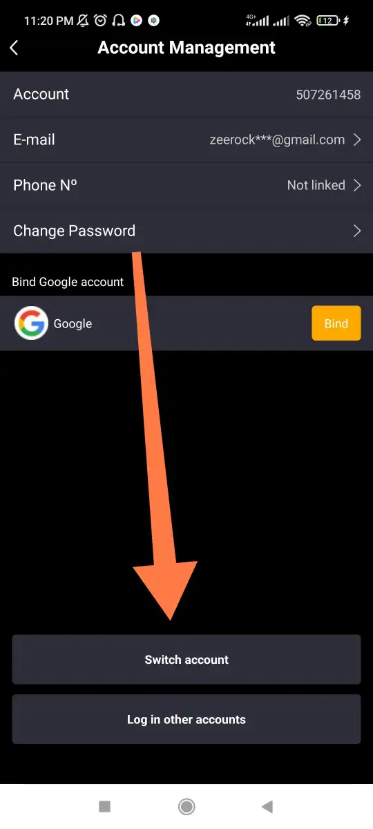 YouCine: Como Criar Conta, Fazer Login e Recuperar Acesso 3 Tela de gerenciamento da conta do YouCine com Trocar conta e Entrar com outra conta