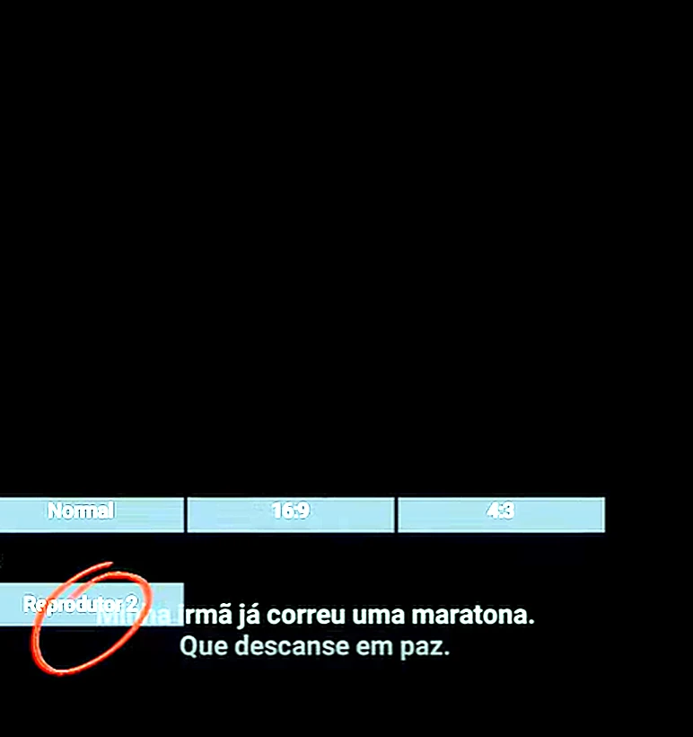 Exemplo de tela preta no YouCine com a opcao Reprodutor 2 visivel