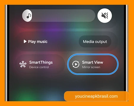Como Espelhar o YouCine do Celular para a TV 1 Painel rapido do Samsung Galaxy com Smart View para espelhar o YouCine na TV